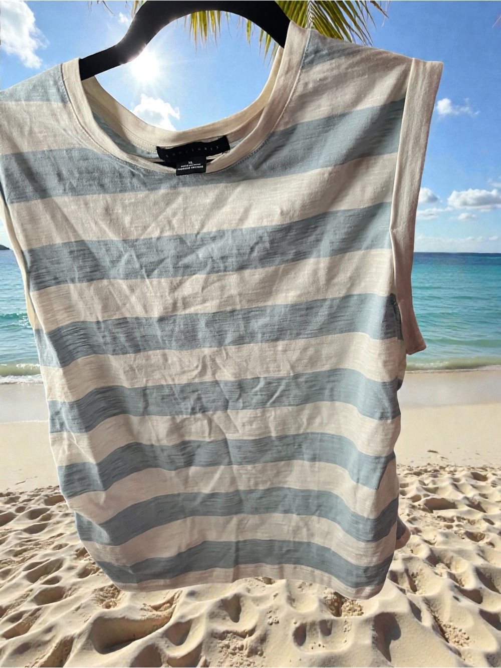Sanctuary Striped Tank Top in Light Blue and White